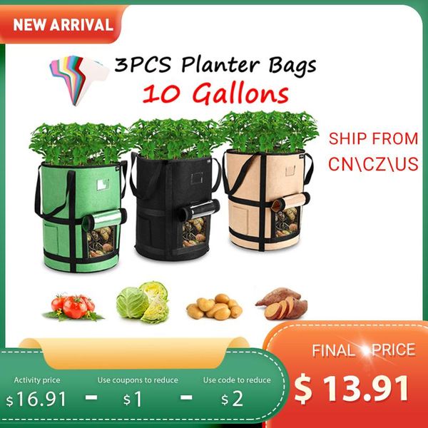 3pcs 10 gallon plant grow bags grow pot vegetable growing planter gardening flower planting pots for seedlings garden gadgets
3pcs 10 gallon plant grow bags grow pot vegetable growing planter gardening flower planting pots for seedlings garden gadgets