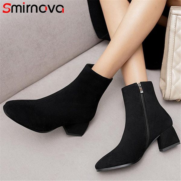 boots smirnova 2021 big size 43 women round toe flock comfortable thick heel shoes solid color autumn winter ankle woman, Black
boots smirnova 2021 big size 43 women round toe flock comfortable thick heel shoes solid color autumn winter ankle woman, Black