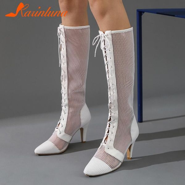 2021 fashion spike heels cross-tied knee high boots pointed toe pacthwork solid balck white shoeslace summer spring party, Black
2021 fashion spike heels cross-tied knee high boots pointed toe pacthwork solid balck white shoeslace summer spring party, Black