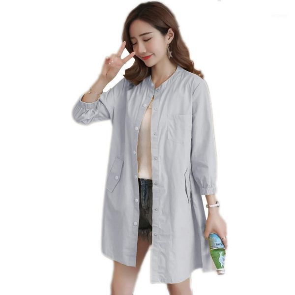 summer women jacket 2020 new loose thin single-breasted round neck female jacket medium long large size ladies windbreaker cw3781, Tan;black
summer women jacket 2020 new loose thin single-breasted round neck female jacket medium long large size ladies windbreaker cw3781, Tan;black