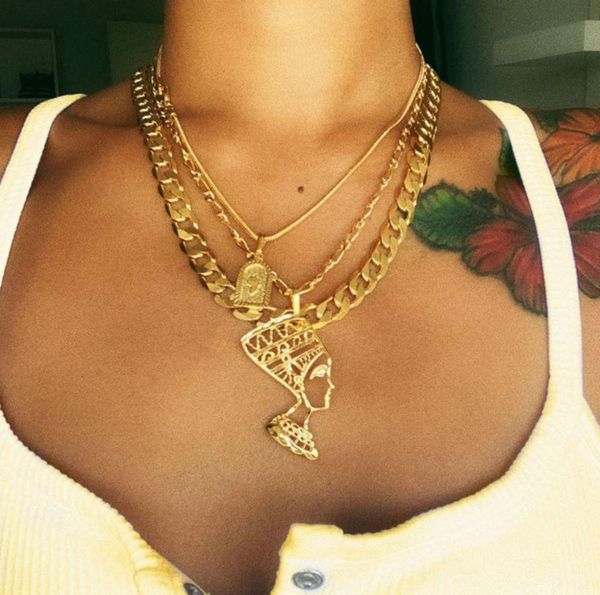 pendant necklace popular women's alloy portrait street p personality fashion multilayer necklace, Silver
pendant necklace popular women's alloy portrait street p personality fashion multilayer necklace, Silver