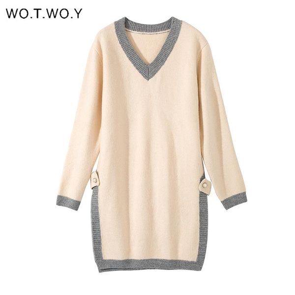 wotwoy oversized split long sweaters women patchwork loose knitted pullovers woman v-neck casual basic knitwear femme new 2021, White;black
wotwoy oversized split long sweaters women patchwork loose knitted pullovers woman v-neck casual basic knitwear femme new 2021, White;black