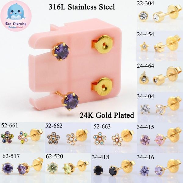 stud 1 pair 24k gold plating prevent allergy ear sterile piercing zircon earrings for women, Golden;silver
stud 1 pair 24k gold plating prevent allergy ear sterile piercing zircon earrings for women, Golden;silver