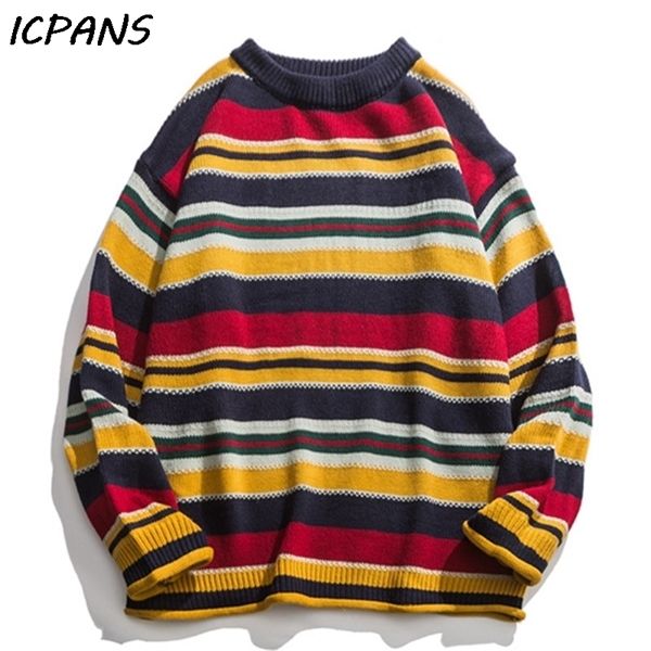 icpans rainbow striped pullovers men patchwork knitted sweaters streetwear harajuku hip hop casual knitwear jumper sweater q1113, White;black
icpans rainbow striped pullovers men patchwork knitted sweaters streetwear harajuku hip hop casual knitwear jumper sweater q1113, White;black