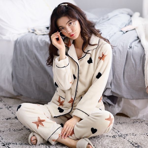 new lovely printed pajamas for women thick coral velvet warm home clothes female cardigan sleepwear homewear set ladies pyjamas, Black;pink
new lovely printed pajamas for women thick coral velvet warm home clothes female cardigan sleepwear homewear set ladies pyjamas, Black;pink