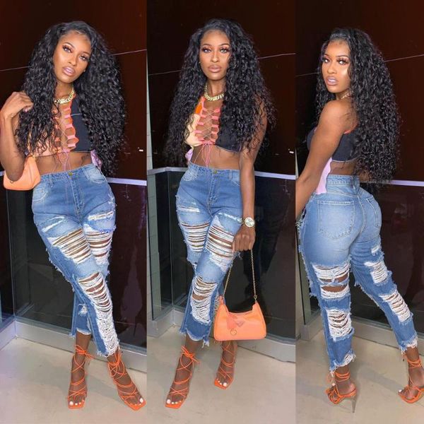 high waist jeans women's ripped jeans casual women slim pants ladies fringed fashion straight-leg pants, Blue
high waist jeans women's ripped jeans casual women slim pants ladies fringed fashion straight-leg pants, Blue