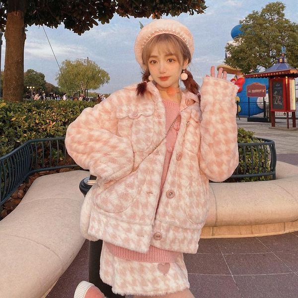 women's wool & blends princess sweet lolita coat bobon21 leopard print thousand bird lattice warm plush cotton cb1953, Black
women's wool & blends princess sweet lolita coat bobon21 leopard print thousand bird lattice warm plush cotton cb1953, Black