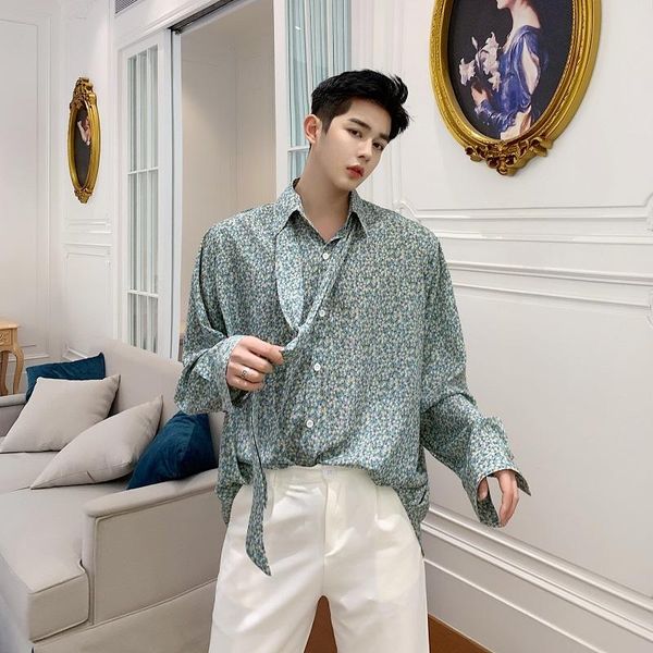 men's casual shirts men print long sleeve male tie streetwear vintage loose fashion show dress, White;black
men's casual shirts men print long sleeve male tie streetwear vintage loose fashion show dress, White;black