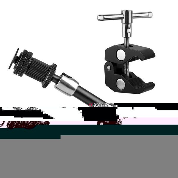 11 inch adjustable articulating friction ic arm & large super clamp compatible with dslr camera rig, led lights, flash light
11 inch adjustable articulating friction ic arm & large super clamp compatible with dslr camera rig, led lights, flash light