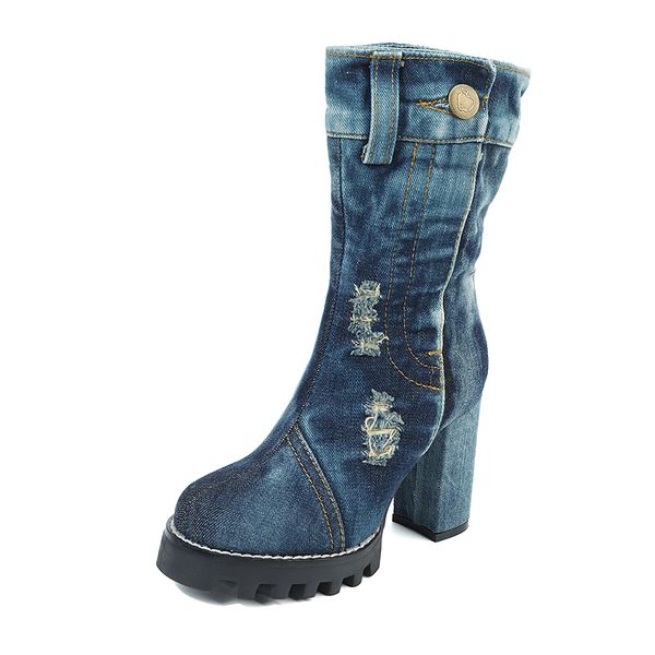 canvas women's shoes autumn winter high-heeled tube denim women's boots handsome motorcycle thick heel 9.5cm vintage boots, Black
canvas women's shoes autumn winter high-heeled tube denim women's boots handsome motorcycle thick heel 9.5cm vintage boots, Black