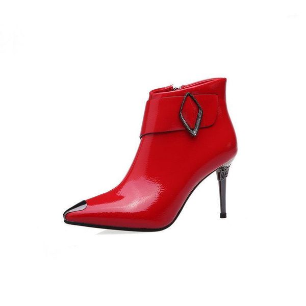 boots handmade patent leather high heels ladies ankle classic design pointed toe shoes women wedding dress woman1, Black
boots handmade patent leather high heels ladies ankle classic design pointed toe shoes women wedding dress woman1, Black