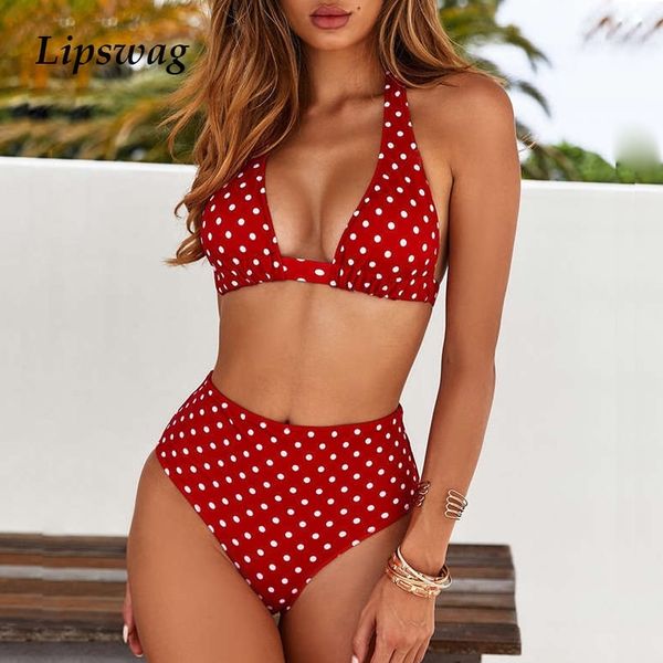 high waist dot print bikini swimwear women halter push up bikini set swimsuit female biquini beach wear bathing suit t200114, White;black
high waist dot print bikini swimwear women halter push up bikini set swimsuit female biquini beach wear bathing suit t200114, White;black