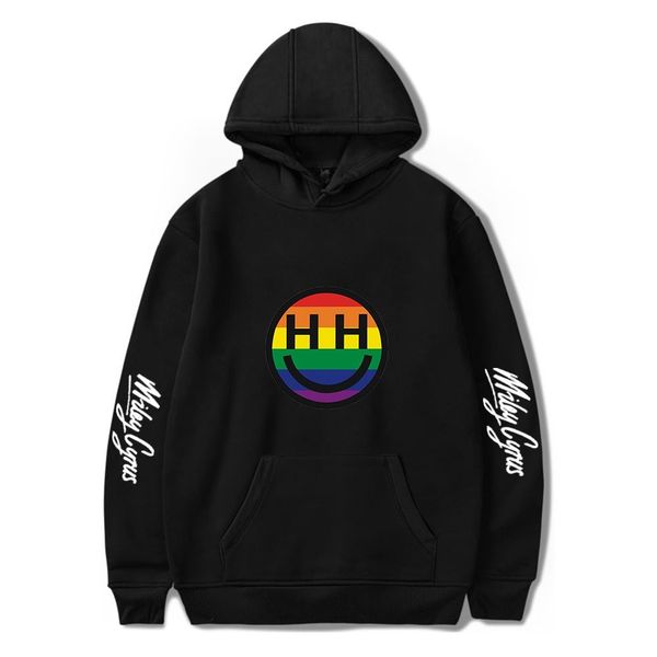 new rainbow smiling face sweatshirts miley cyrus men women fashion harajuku hoodies winter thickening pullovers, Black