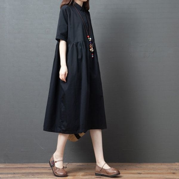 new 2020 korean loose foreign style large women's wear dress shirt dress comfortable medium length cotton short sleeve shirt skirt 9nzr, Black;gray
new 2020 korean loose foreign style large women's wear dress shirt dress comfortable medium length cotton short sleeve shirt skirt 9nzr, Black;gray