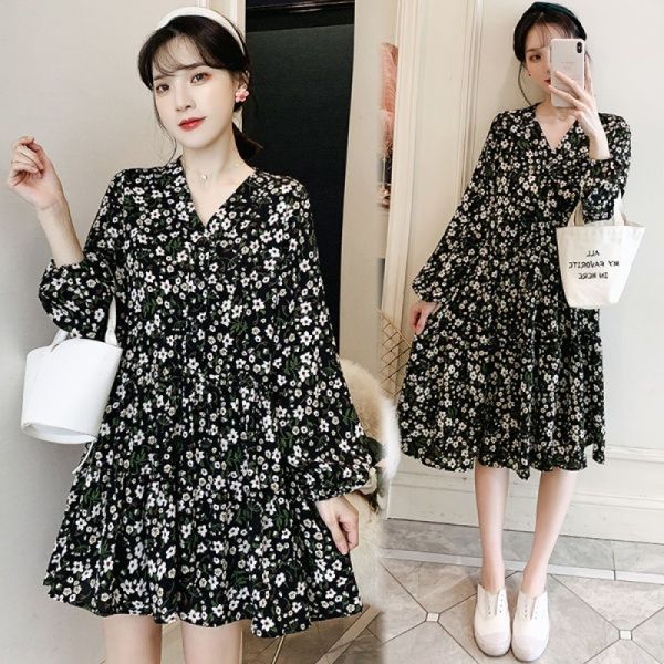 bszrv loose oversized fat mm chiffon long sleeve showing medium length loose v-neck covering dress and floral thinpregnant women belly dress, Black;gray
bszrv loose oversized fat mm chiffon long sleeve showing medium length loose v-neck covering dress and floral thinpregnant women belly dress, Black;gray