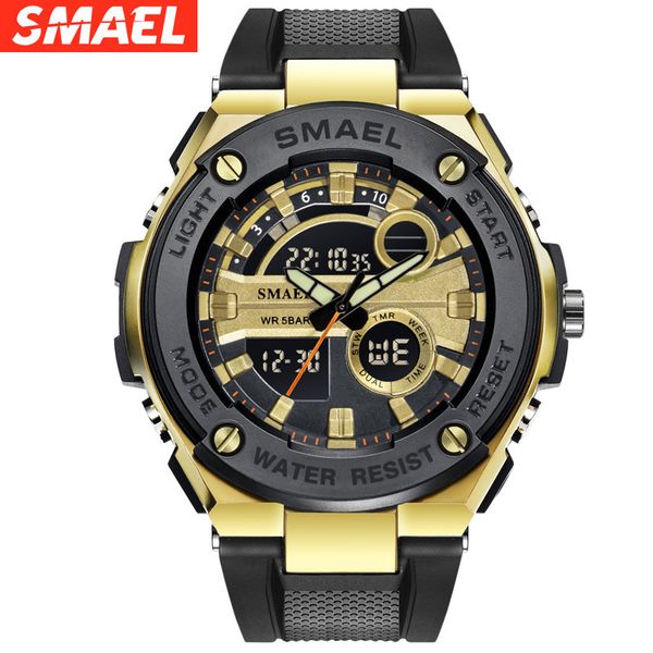 smael smier multi-function sports watch waterproof fashion large dial luminous digital display electronic watch for men and women, Slivery;brown
smael smier multi-function sports watch waterproof fashion large dial luminous digital display electronic watch for men and women, Slivery;brown