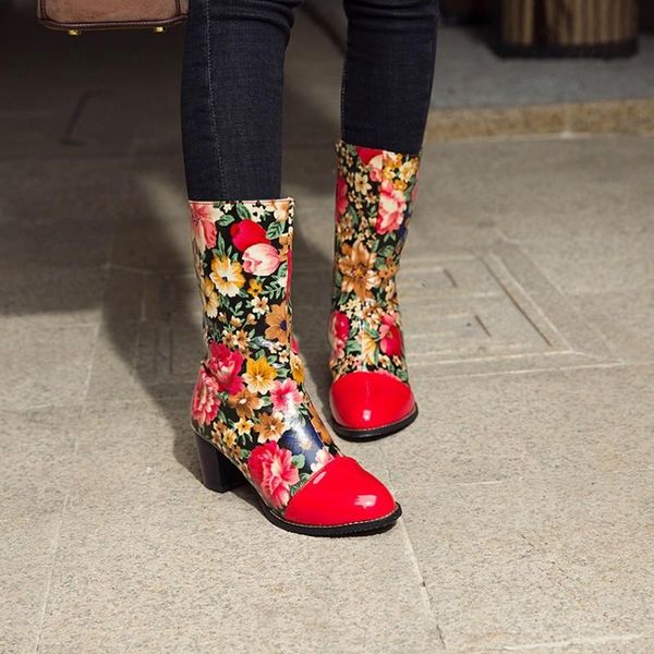 stitching high heel mid calf boots retro embroidered boots rose pu leather new ladies shoes round toe women botines mujer 2021, Black
stitching high heel mid calf boots retro embroidered boots rose pu leather new ladies shoes round toe women botines mujer 2021, Black