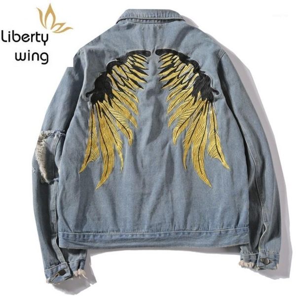 fashion frayed tassel hip hop jeans coats men gold wing embroidered denim jacket ripped hole cowboy jackets streetwear male new1, Black;brown
fashion frayed tassel hip hop jeans coats men gold wing embroidered denim jacket ripped hole cowboy jackets streetwear male new1, Black;brown