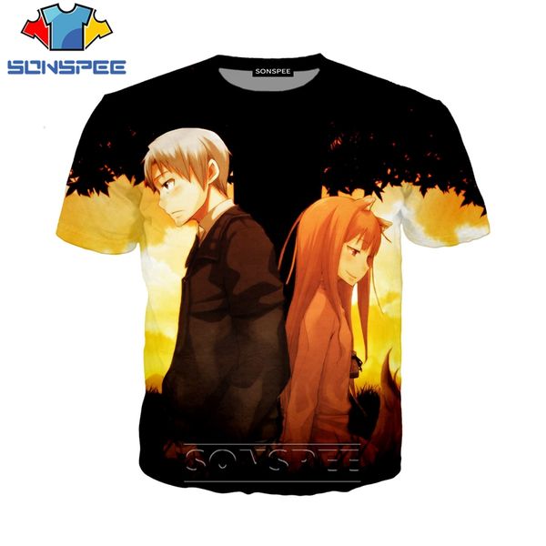 spice and wolf anime 3d print shirts comics graphic anime men clothing