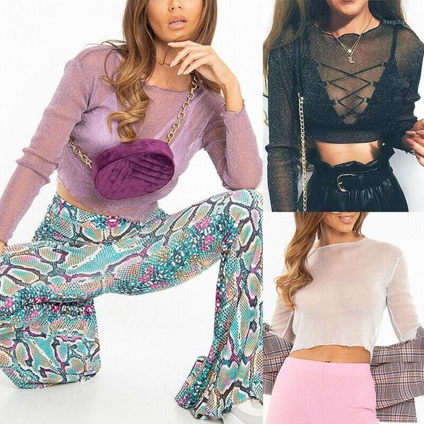 new style women's t-shirts sheer mesh sequin casual crop vest see through long sleeve summer t-shirt fashion 20191, White
new style women's t-shirts sheer mesh sequin casual crop vest see through long sleeve summer t-shirt fashion 20191, White