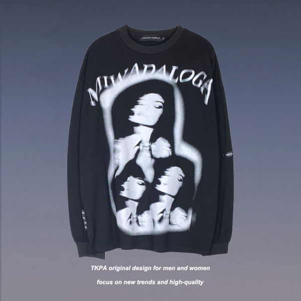 tkpa street hip hop long sleeved sweater men's and women's high street portrait graffiti loose lining bottomed shirt trend, Black
tkpa street hip hop long sleeved sweater men's and women's high street portrait graffiti loose lining bottomed shirt trend, Black