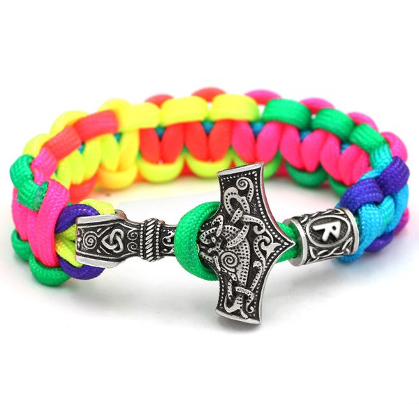 youe shone norse viking thor mjolnir hammer paracord amuletceltic rune knot amulet scandinavian light rainbow bracelet, Black
youe shone norse viking thor mjolnir hammer paracord amuletceltic rune knot amulet scandinavian light rainbow bracelet, Black