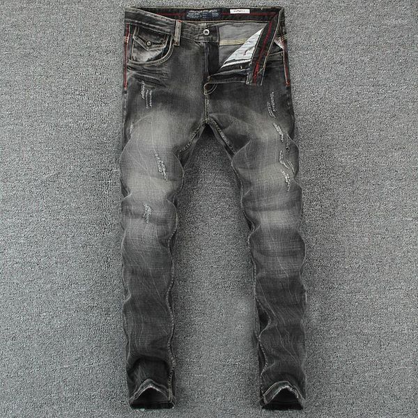 italian vintage designer men jeans black gray color slim fit ripped jeans homme 100% cotton denim pants brand biker men1, Blue
italian vintage designer men jeans black gray color slim fit ripped jeans homme 100% cotton denim pants brand biker men1, Blue