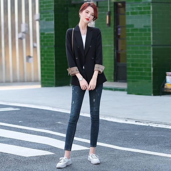 women in suit and coat polyester double breasted regular blazers coat long-sleeve notched collar, White;black
women in suit and coat polyester double breasted regular blazers coat long-sleeve notched collar, White;black