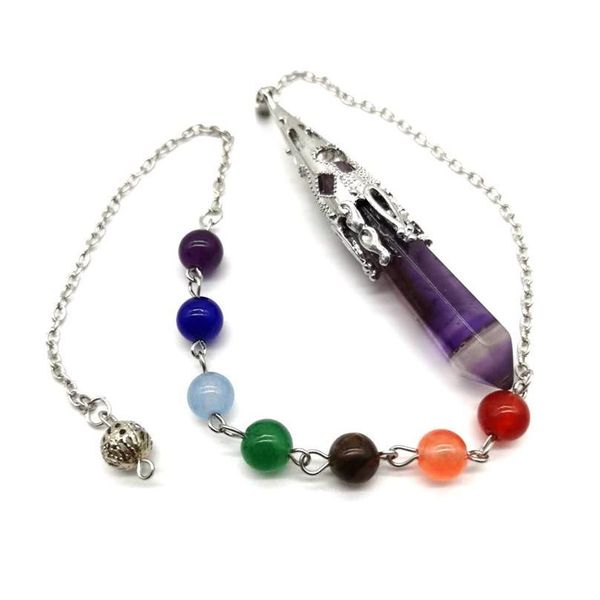 natural stone pendulum for dowsing divination 7 chakra chain hexagonal prism silver-color crystal pendant healing reiki jllirs, Black 
natural stone pendulum for dowsing divination 7 chakra chain hexagonal prism silver-color crystal pendant healing reiki jllirs, Black