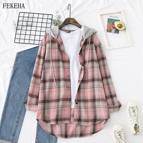 women's blouses & shirts hoodies plaid womens and long sleeve loose lazy style spring autumn lady outwear, White
women's blouses & shirts hoodies plaid womens and long sleeve loose lazy style spring autumn lady outwear, White