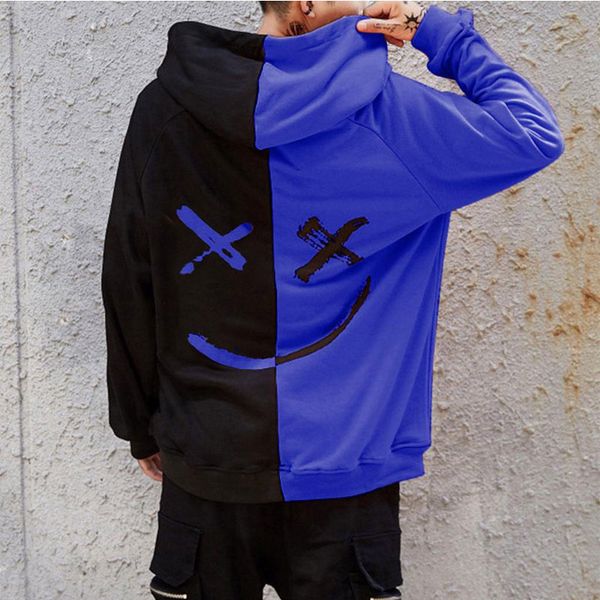 Custom men's stitching smiley face sweater men and women hip-hop street style loose couple hoodie jacket tide, Black
Custom men's stitching smiley face sweater men and women hip-hop street style loose couple hoodie jacket tide, Black