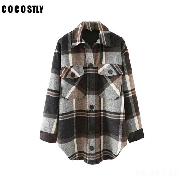 women's jackets vintage woman jacket lapel oversize plaid women coat long sleeve shirt coats famale clothing chic 2021, Black;brown
women's jackets vintage woman jacket lapel oversize plaid women coat long sleeve shirt coats famale clothing chic 2021, Black;brown