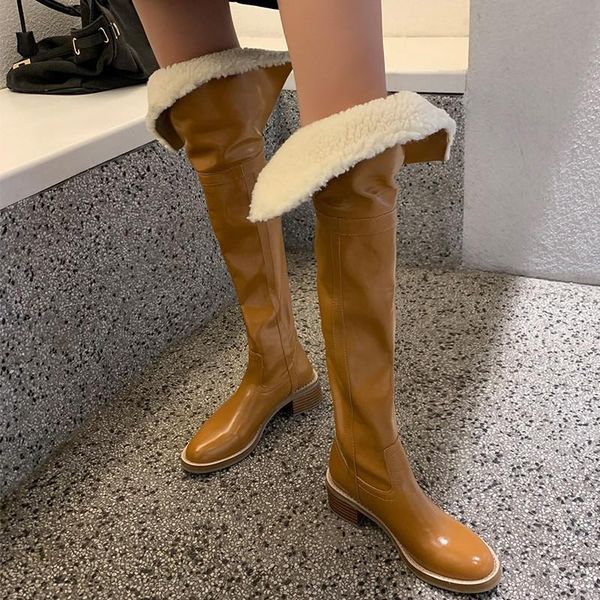 boots handmade warm plush fur snow 2021 trend genuine leather slip on block high heels over the knee thigh long, Black
boots handmade warm plush fur snow 2021 trend genuine leather slip on block high heels over the knee thigh long, Black