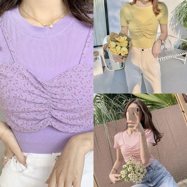 2020 summer new korean fake two piece t-shirt short sleeve t-shirt for women's wear lalmu, White
2020 summer new korean fake two piece t-shirt short sleeve t-shirt for women's wear lalmu, White