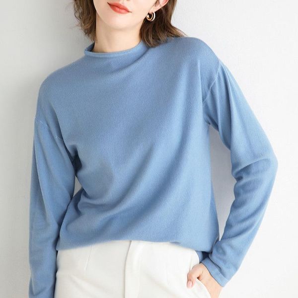 new style women's half high neck large size loose knit bottoming shirt european and american street style sweater inside, White;black
new style women's half high neck large size loose knit bottoming shirt european and american street style sweater inside, White;black