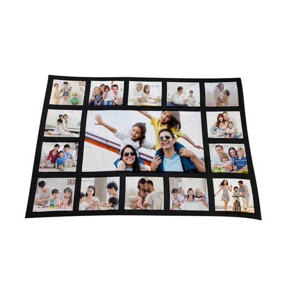 125*150cm Sublimation Thermal Fleece Blanket Heat Printed Fabric Plush Mat Diy Blank Carpet 9 15 20 Grids Plaid Blankets Bed Quilt F102002