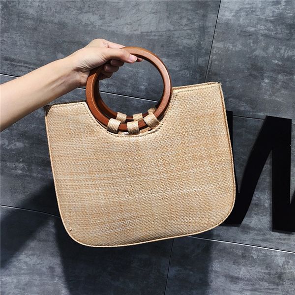 2020 summer new korean ins simple hand handbagstraw wrapped round wooden handle handbag single shoulder cross body woven women's bag pf
2020 summer new korean ins simple hand handbagstraw wrapped round wooden handle handbag single shoulder cross body woven women's bag pf