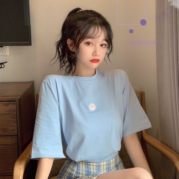 2021 new summer embroidered cotton material small daisy sleeve short female shirt candy around the upper student neck trend g5b4, White
2021 new summer embroidered cotton material small daisy sleeve short female shirt candy around the upper student neck trend g5b4, White