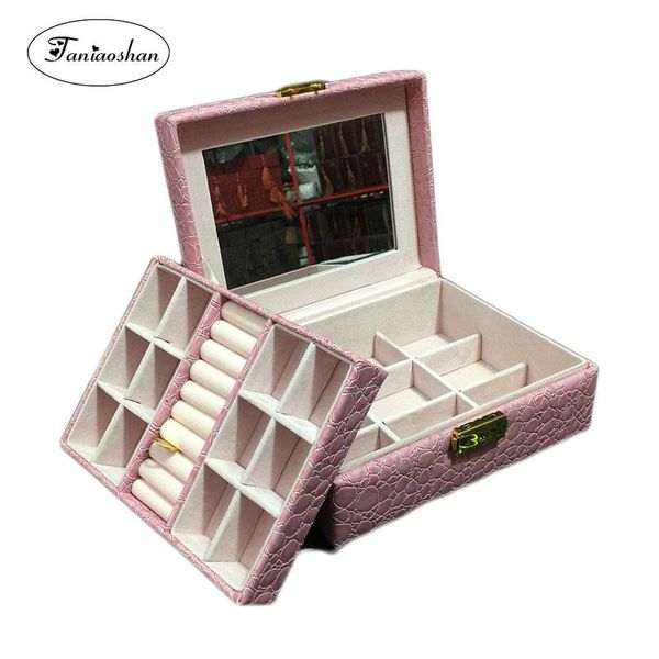 pu leather jewelry box for girl crocodile pattern gift box double layer storage casket with mirror christmas gift, Pink;blue
pu leather jewelry box for girl crocodile pattern gift box double layer storage casket with mirror christmas gift, Pink;blue