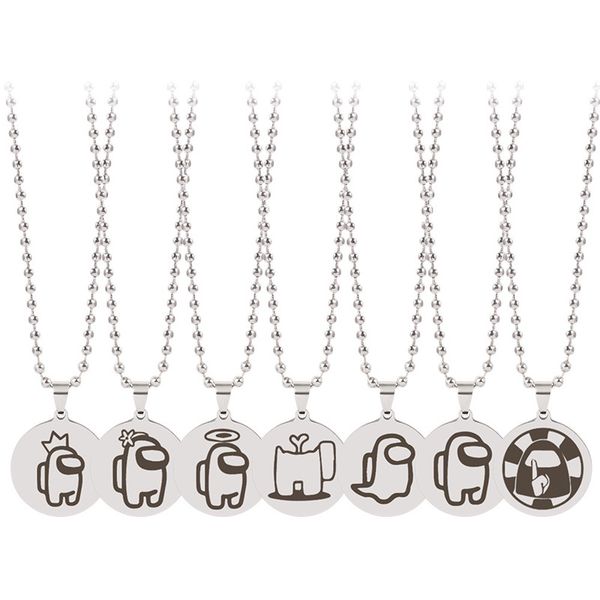 among us game necklace pendant men women stainless steel necklace charms 20mm round decoration ornament cute gift for kids cz11101, Red;brown
among us game necklace pendant men women stainless steel necklace charms 20mm round decoration ornament cute gift for kids cz11101, Red;brown