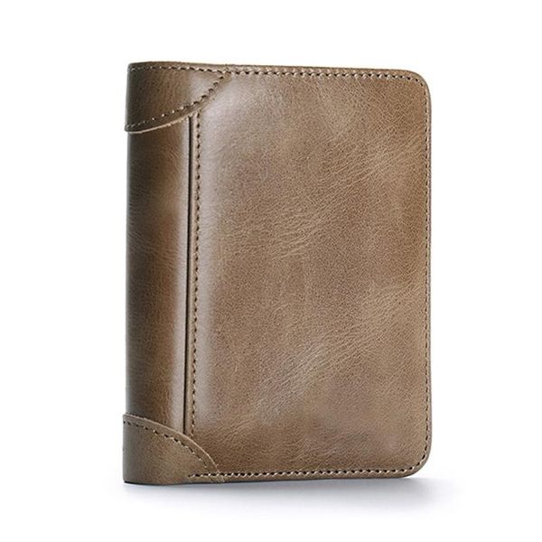Factory Price Genuine Leather Men Wallets Fashion Bifold Wallet Zip Coin Pocket Purse Cowhide Leather Man Wallet High Quality