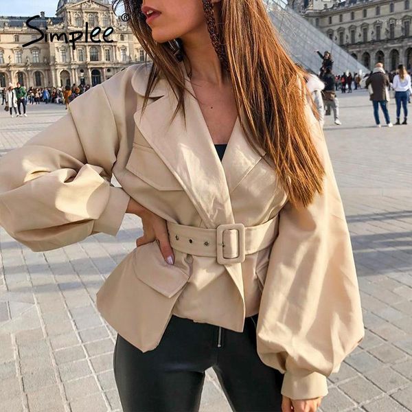 simplee lantern sleeve short jackets coats women notched v neck autumn thin jacket female high waist belt pocket overcoat 20201, Black;brown
simplee lantern sleeve short jackets coats women notched v neck autumn thin jacket female high waist belt pocket overcoat 20201, Black;brown