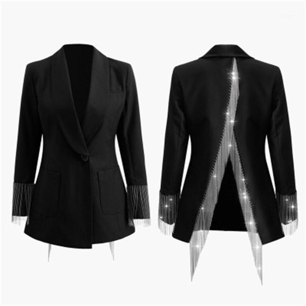fashion blazer female spring new personality tassel coat weight chain children's long-sleeved coat women blazer women 1, White;black
fashion blazer female spring new personality tassel coat weight chain children's long-sleeved coat women blazer women 1, White;black
