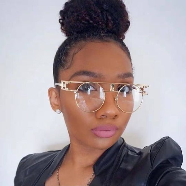 new fashion brand women's round face color film metal personalized style sunglasses, White;black
new fashion brand women's round face color film metal personalized style sunglasses, White;black