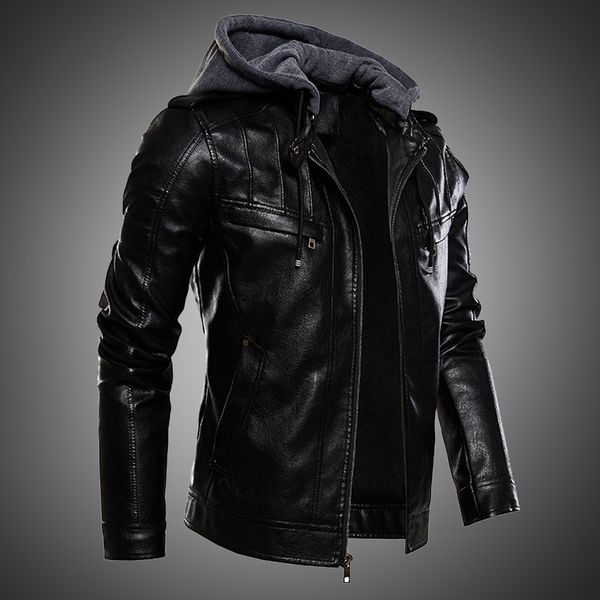 mens pu leather men hooded fur lined motorcycle jacket fashion autumn winter coat plus size 4xl 5xl, Black;brown 
mens pu leather men hooded fur lined motorcycle jacket fashion autumn winter coat plus size 4xl 5xl, Black;brown