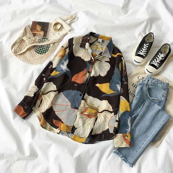 mferlier floral chiffon blouse summer turn down collar lady shirt floral printed feminina womens and blouses y200622, White
mferlier floral chiffon blouse summer turn down collar lady shirt floral printed feminina womens and blouses y200622, White
