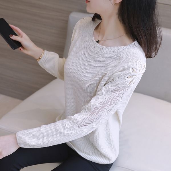 dingaozlz elegant new knitted sweater hollow out embroidery lace shirt long sleeve women pullovers y200910, White;black
dingaozlz elegant new knitted sweater hollow out embroidery lace shirt long sleeve women pullovers y200910, White;black