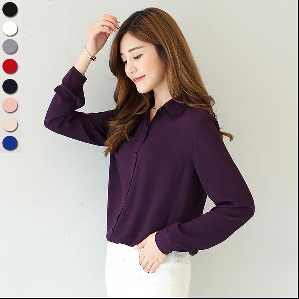spring new solid color lapel long sleeve shirts plus size shirt chiffon blouse womens casual loose blouses ey8, White
spring new solid color lapel long sleeve shirts plus size shirt chiffon blouse womens casual loose blouses ey8, White