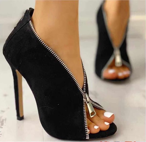 new women's shoes european and american style front zipper decoration fish mouth suede all-match women's sandals, Black
new women's shoes european and american style front zipper decoration fish mouth suede all-match women's sandals, Black