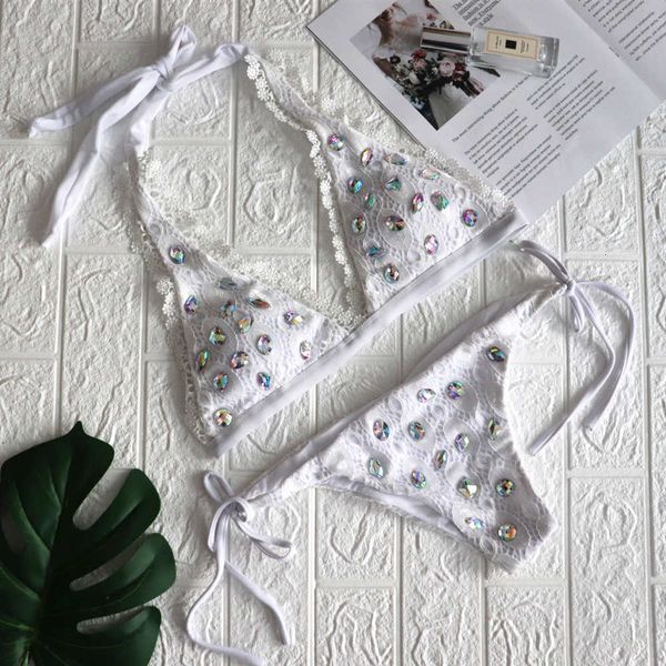 2021 new lace strap backless bikini crystal swimsuit kim kardashian high cut ladies, White;black
2021 new lace strap backless bikini crystal swimsuit kim kardashian high cut ladies, White;black